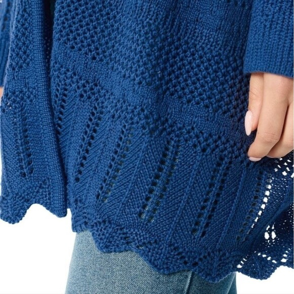 New Jessica Simpson Blue Boho Long Cardigan L XL - Picture 3 of 16